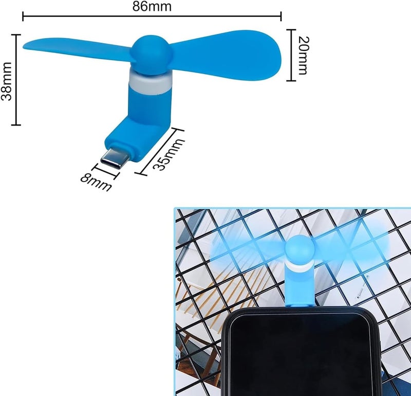 PCTC Type C Mini Phone Fan Type C Compatible with Samsung Galaxy S24 / S23 / 23 Ultra/ 24 Ultra, Compatible with Apple iPhone 15/15 Pro /15 Pro Max, for Moto Razr 40 Ultra /g54/Edge S Pro(3 Packs) - Image 2